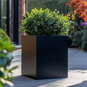 DAMAGED (READ DESCRIPTION) 30cm Zinc Galvanised Matte Black Square Planter